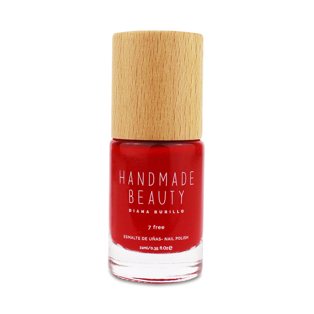 Nail Polish Non Toxic Color Cherry - Handmade Beauty Nail Polish Nail Polish Non Toxic Color Cherry This intense color that gets the cherry on any look and occasion. Size: 11 ml Formulation The perfect dose of pigments in the formulation guarantees a covering effect. Contains ingredients specifically designed to strengthen nail’s resistance like organic silicon. Easy Apply Fast and precise application due to its brush.  An ergonomic cap for easy use. How to use: to obtain an optimal result by extending t