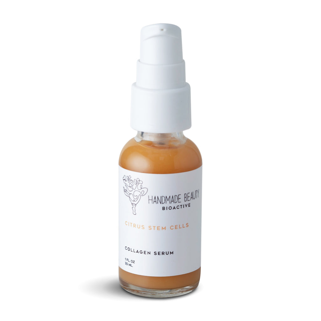 Citrus Stem Cells Collagen Serum 1 oz (30 ML) - Handmade Beauty Face Antioxidant powerhouse that boosts collagen to noticeably improve skin firmness and elasticity KEY BENEFITS Reduces the appearance of fine lines &amp; wrinkles Stimulates collagen to improve firmness Reduces discoloration &amp; enhances tone Anti-pollution skincare is trending in the beauty industry. It’s widely known that sun exposure and environmental impurities can damage healthy skin and contribute to premature aging, making preventa